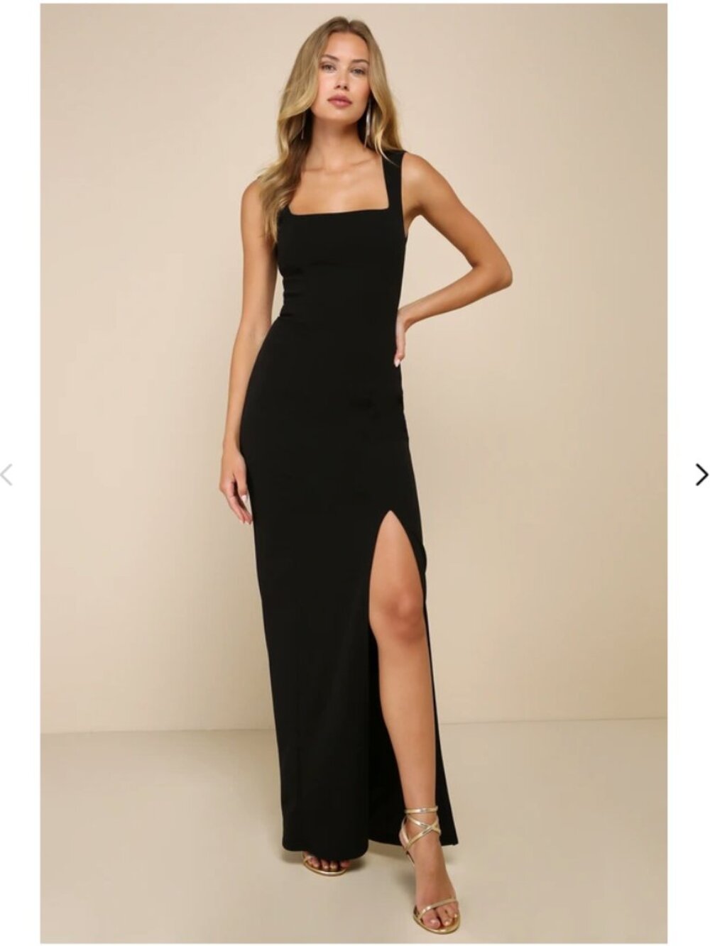 Lulu's IInspiring Allure Black Square Neck Column Maxi Dress